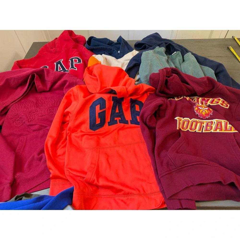 Boys Hoodies Sweatshirts Lot 11pc Gap OshKosh Fleece Zip Up Size Medium 8-10